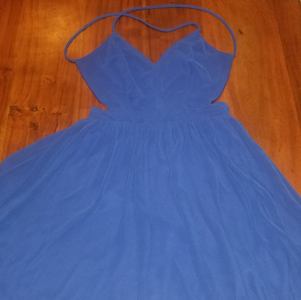 Foreign Exchange Blue backless cocktail dress